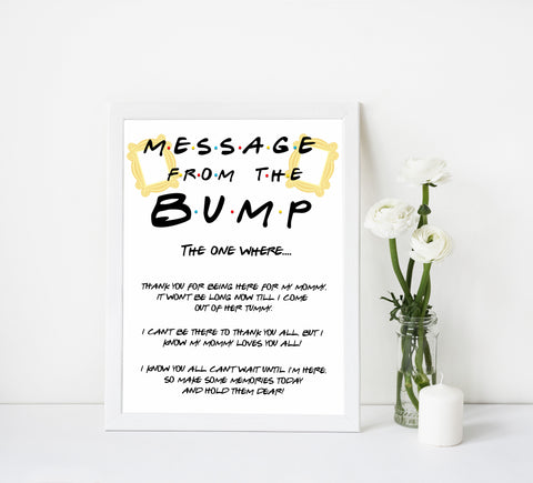 Message from the bump, baby message, Printable baby shower games, friends fun baby games, baby shower games, fun baby shower ideas, top baby shower ideas, friends baby shower, friends baby shower ideas