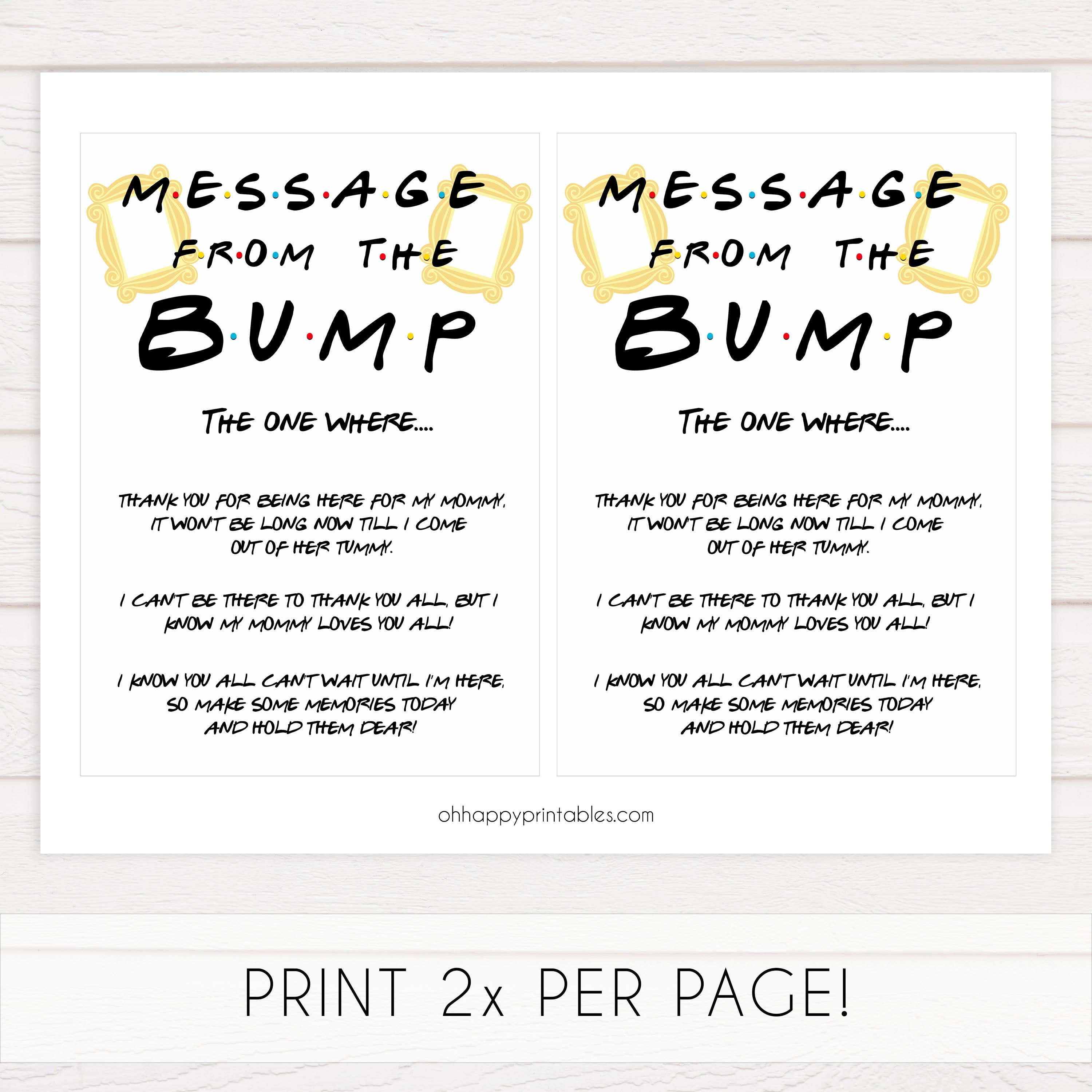 Message from the bump, baby message, Printable baby shower games, friends fun baby games, baby shower games, fun baby shower ideas, top baby shower ideas, friends baby shower, friends baby shower ideas