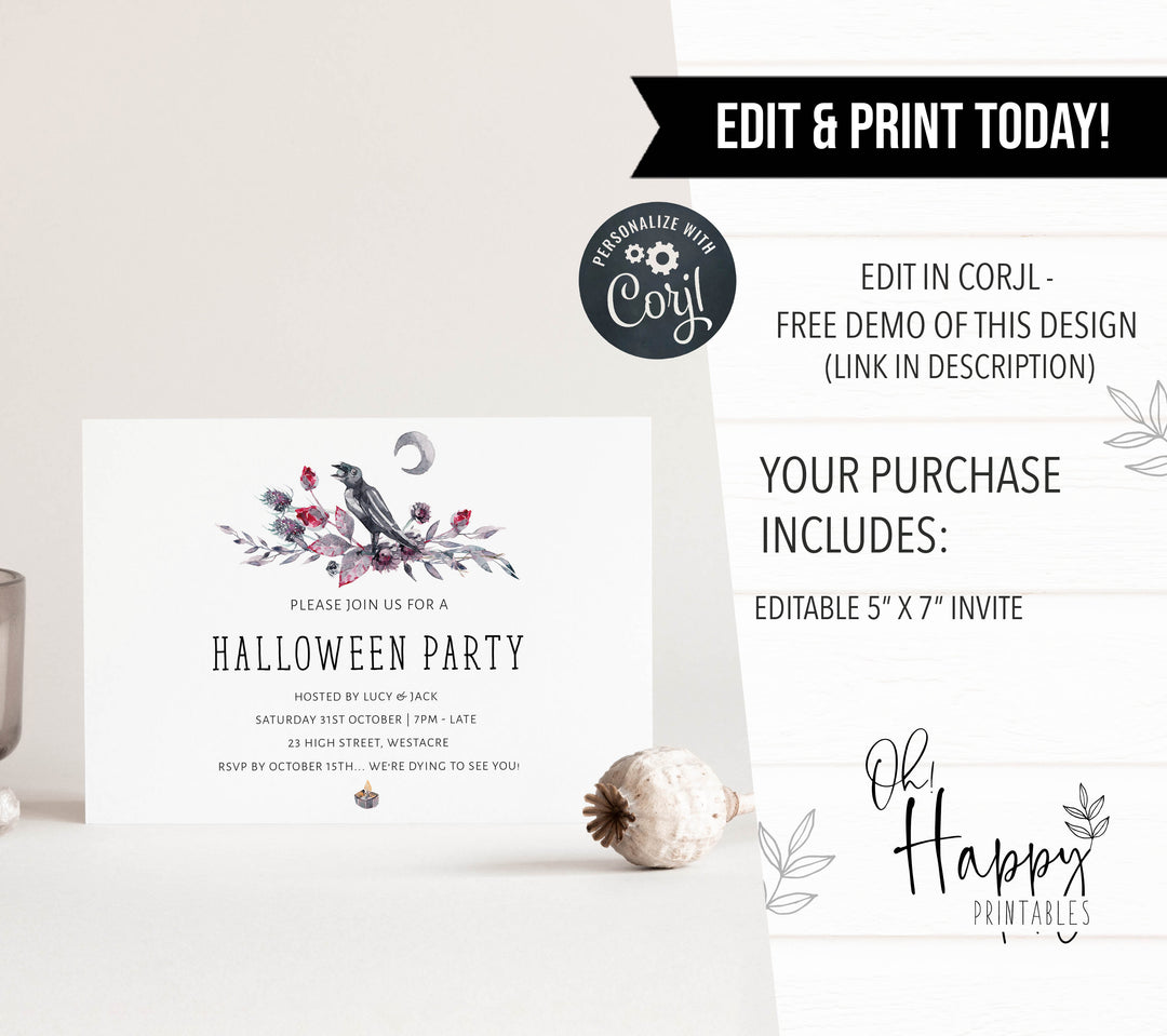 halloween invitations, editable halloween invitations, printable halloween invitations, spooky halloween invitations