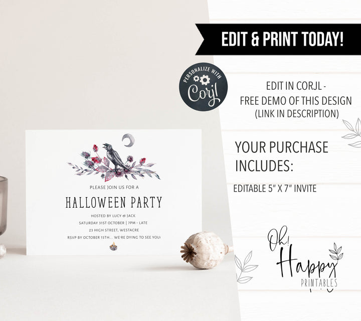 halloween invitations, editable halloween invitations, printable halloween invitations, spooky halloween invitations