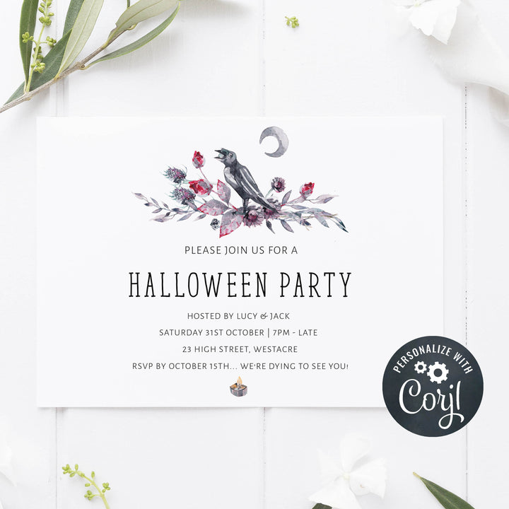 halloween invitations, editable halloween invitations, printable halloween invitations, spooky halloween invitations