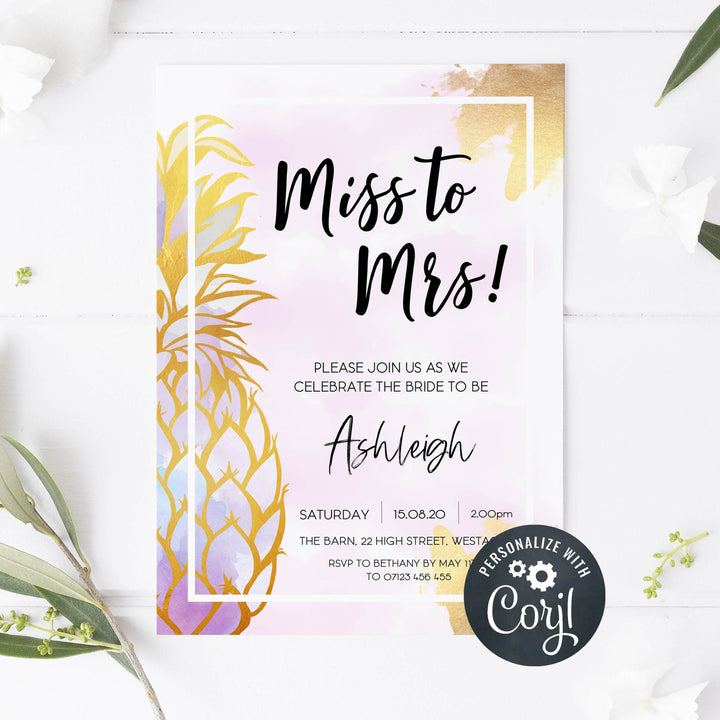 editable aloha miss to mrs invitation, editable bridal shower invitation, aloha invitation, bridal shower invites, printable miss to mrs invitation