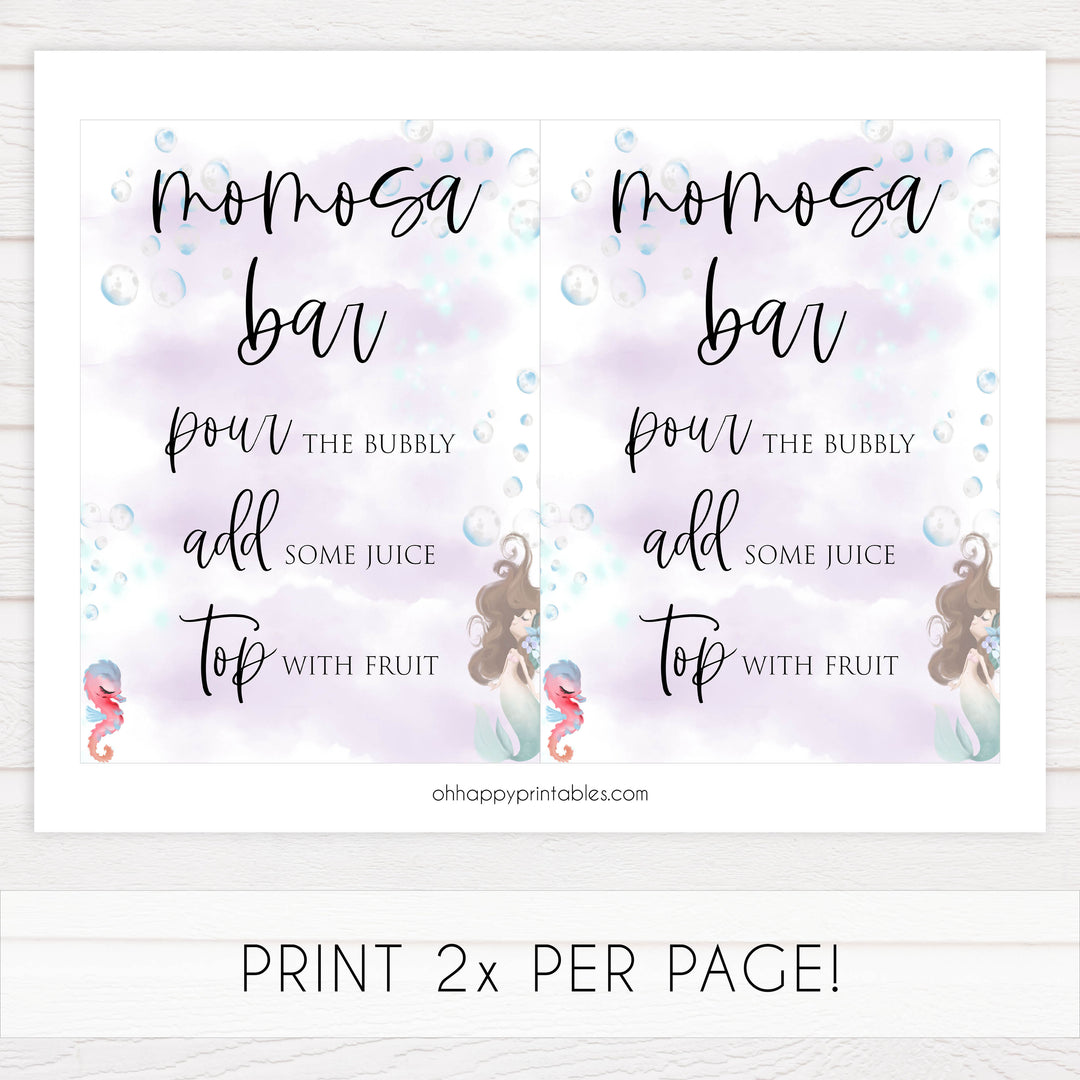momosa baby shower signs, Little mermaid baby decor, printable baby table signs, printable baby decor, baby little mermaid table signs, fun baby signs, baby little mermaid fun baby table signs