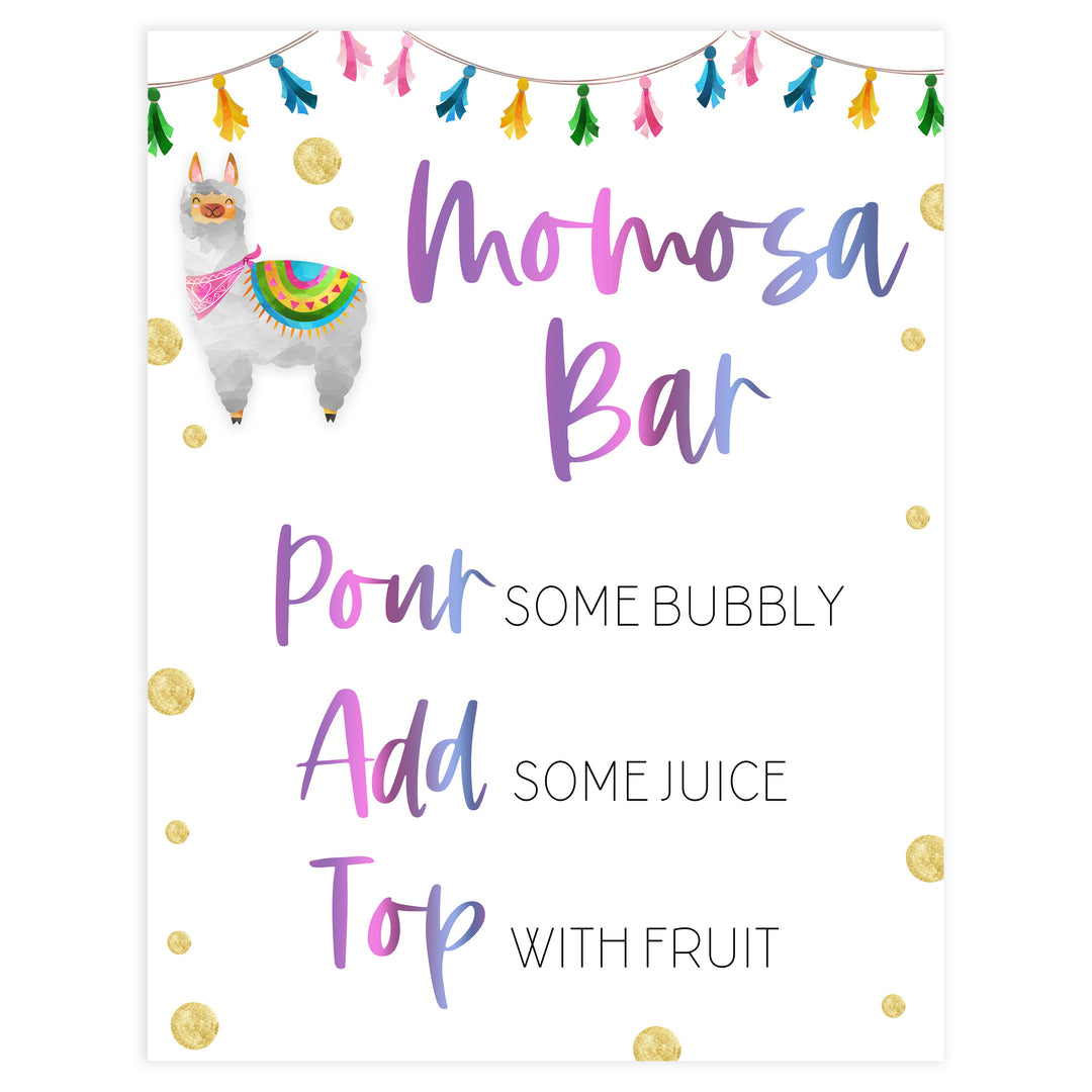 momosa baby table sign, Llama fiesta baby decor, printable baby table signs, printable baby decor, baby llama fiesta table signs, fun baby signs, baby llama fiesta fun baby table signs
