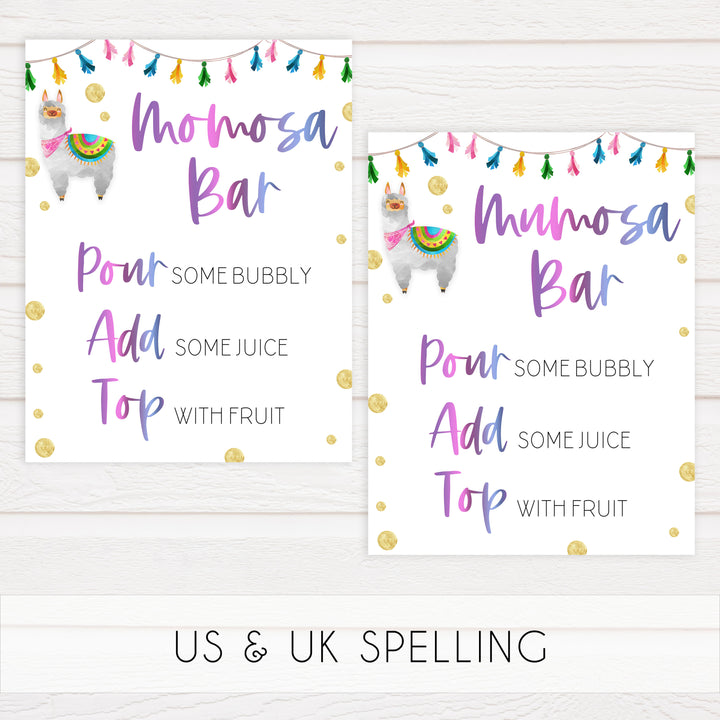 momosa baby table sign, Llama fiesta baby decor, printable baby table signs, printable baby decor, baby llama fiesta table signs, fun baby signs, baby llama fiesta fun baby table signs
