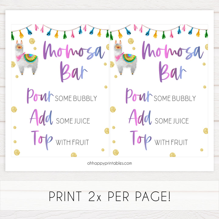 momosa baby table sign, Llama fiesta baby decor, printable baby table signs, printable baby decor, baby llama fiesta table signs, fun baby signs, baby llama fiesta fun baby table signs