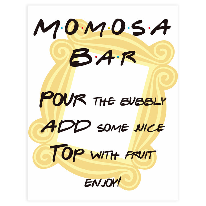 Momosa baby table sign, Friends baby decor, printable baby table signs, printable baby decor, friends table signs, fun baby signs, friends fun baby table signs