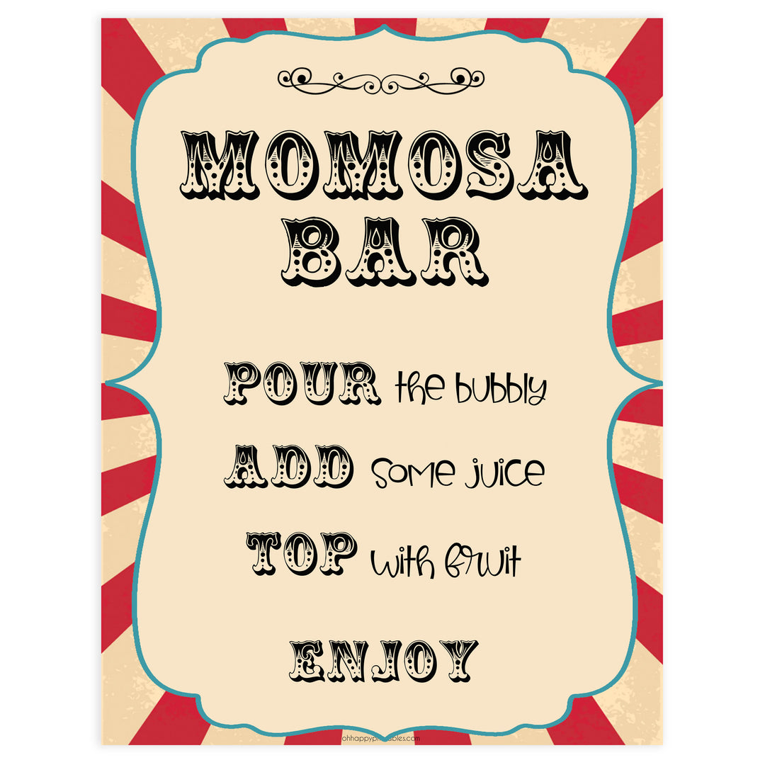 momsoa baby table sign, momosa baby decor sign,  Circus baby decor, printable baby table signs, printable baby decor, carnival table signs, fun baby signs, circus fun baby table signs