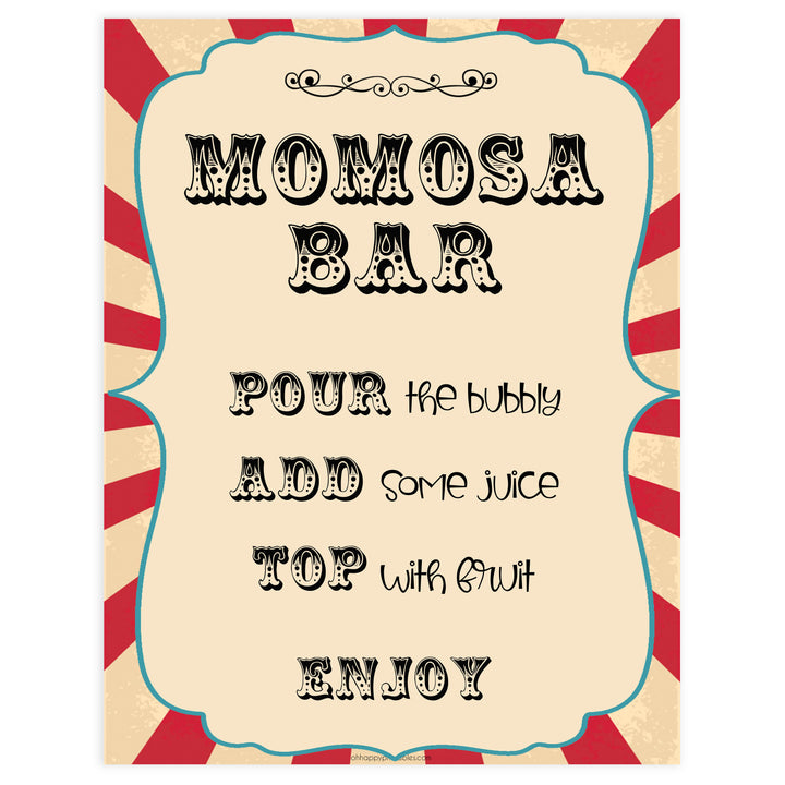 momsoa baby table sign, momosa baby decor sign,  Circus baby decor, printable baby table signs, printable baby decor, carnival table signs, fun baby signs, circus fun baby table signs