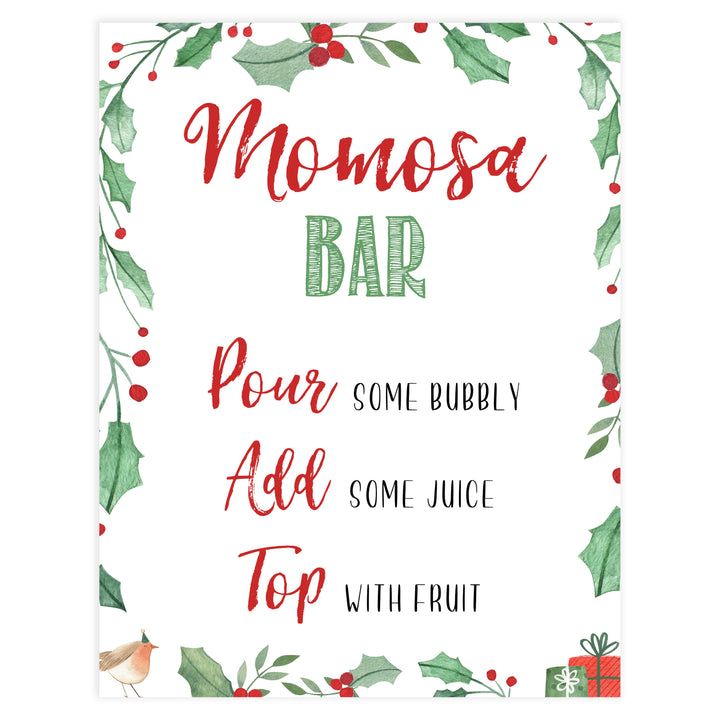 Christmas baby shower signs, momosa baby shower sign, baby shower decor, printable baby signs, baby decor, festive baby shower