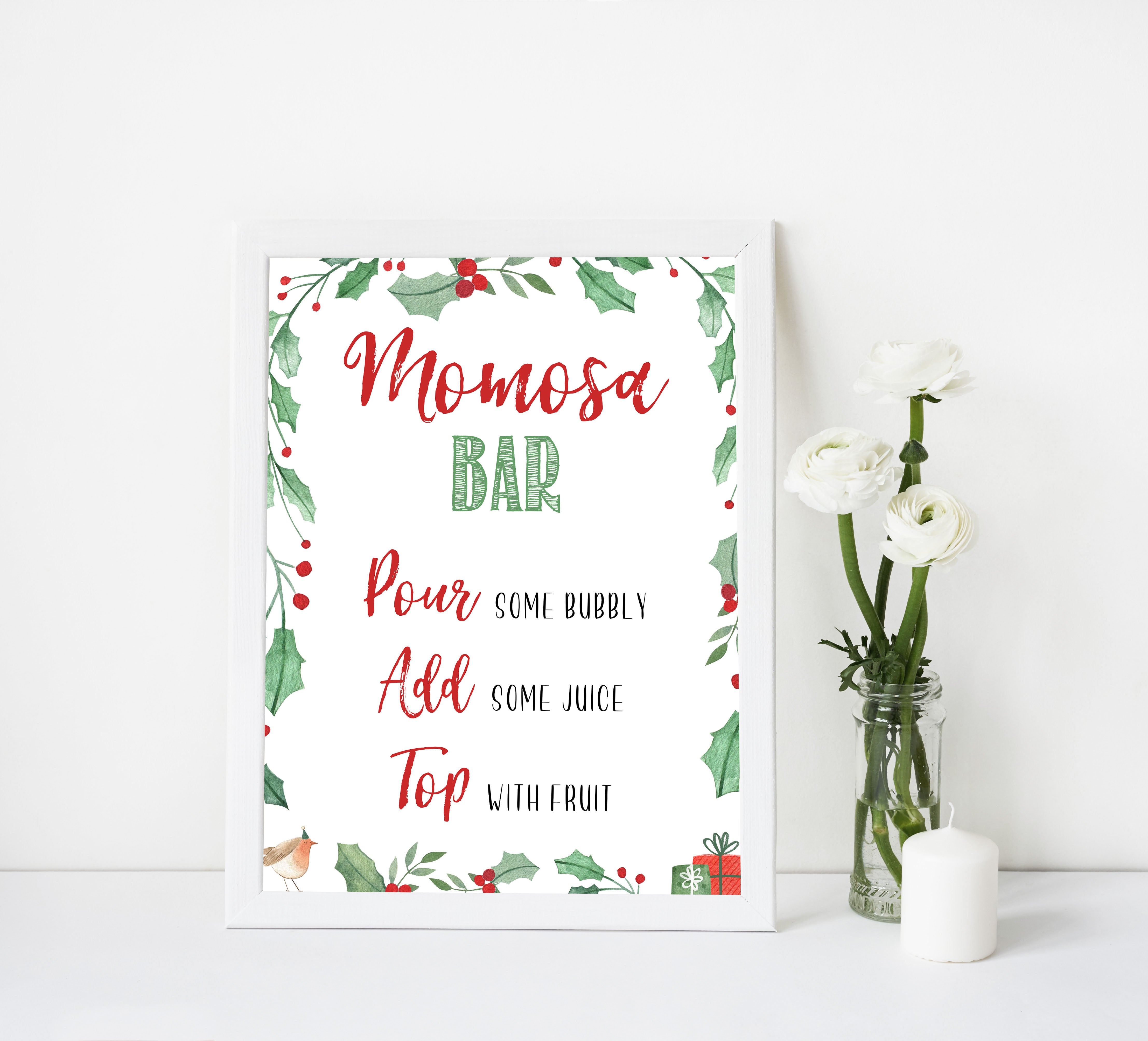 Christmas baby shower signs, momosa baby shower sign, baby shower decor, printable baby signs, baby decor, festive baby shower