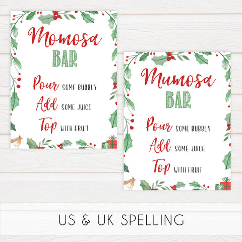Christmas baby shower signs, momosa baby shower sign, baby shower decor, printable baby signs, baby decor, festive baby shower