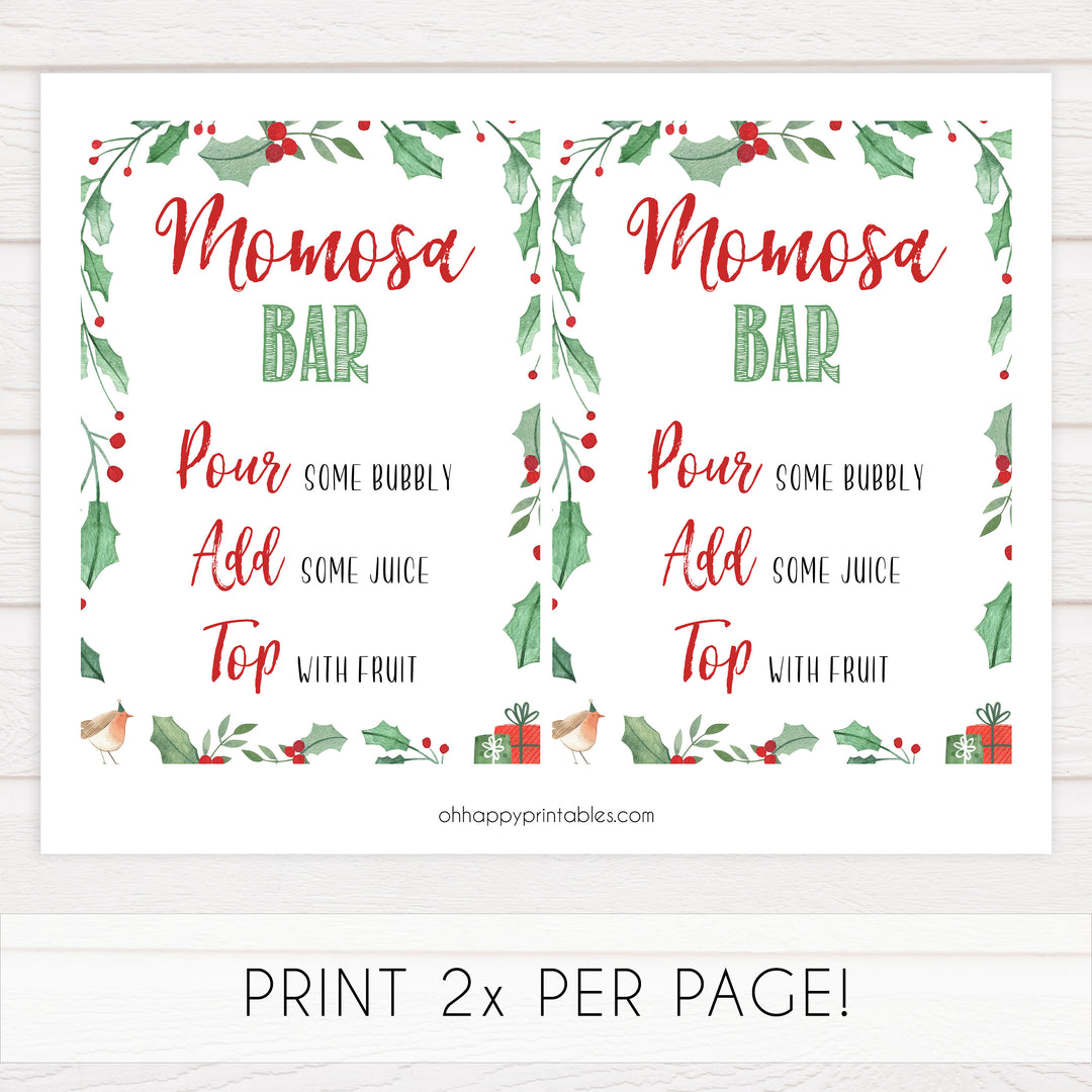 Christmas baby shower signs, momosa baby shower sign, baby shower decor, printable baby signs, baby decor, festive baby shower