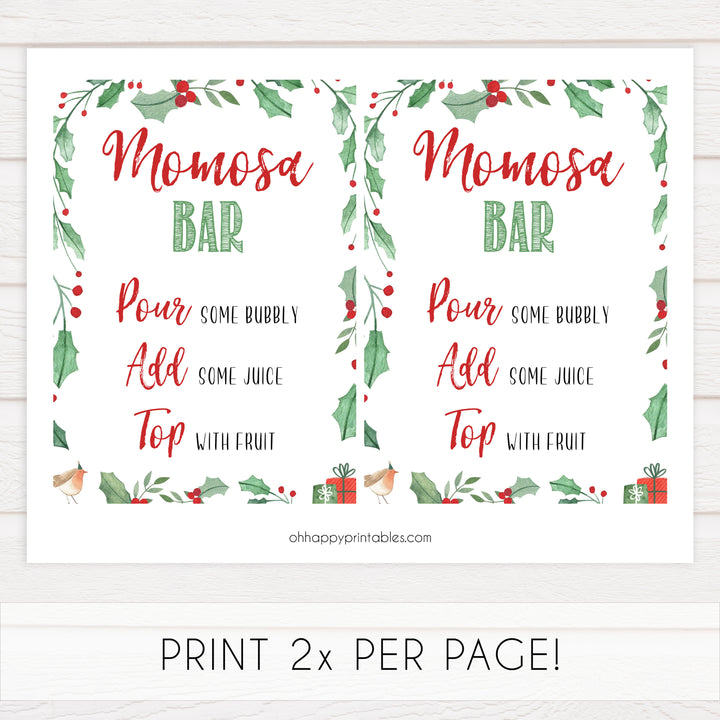 Christmas baby shower signs, momosa baby shower sign, baby shower decor, printable baby signs, baby decor, festive baby shower