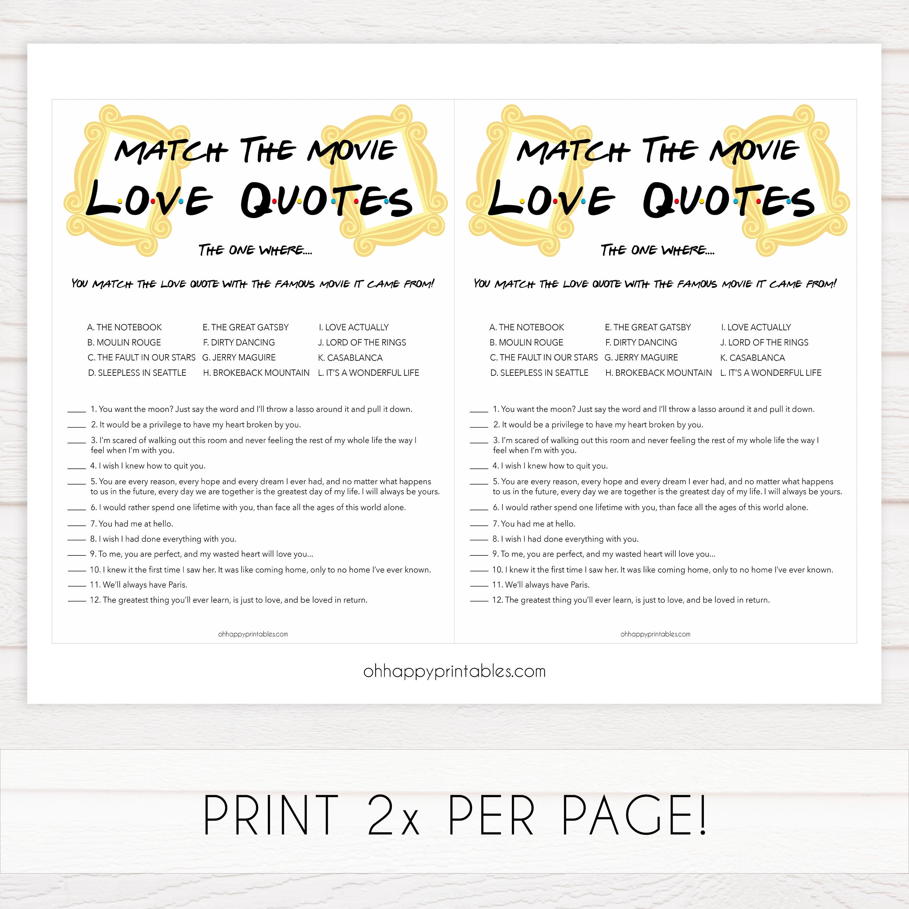 match the love quotes, Printable bridal shower games, friends bridal shower, friends bridal shower games, fun bridal shower games, bridal shower game ideas, friends bridal shower