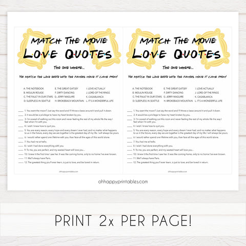 match the love quotes, Printable bridal shower games, friends bridal shower, friends bridal shower games, fun bridal shower games, bridal shower game ideas, friends bridal shower