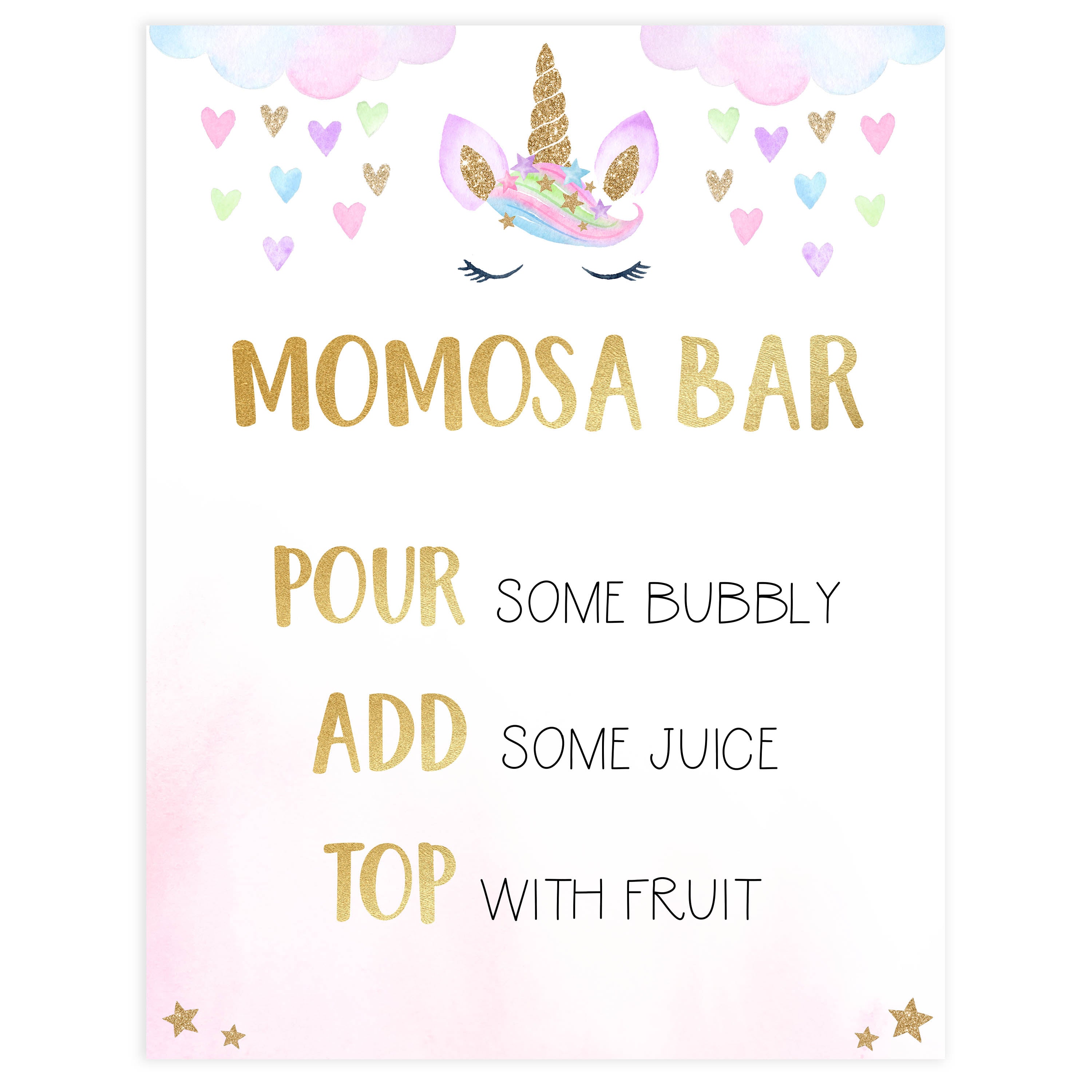 momosa baby shower table sign, Unicorn baby decor, printable baby table signs, printable baby decor, baby adventure table signs, fun baby signs, baby unicorn fun baby table signs