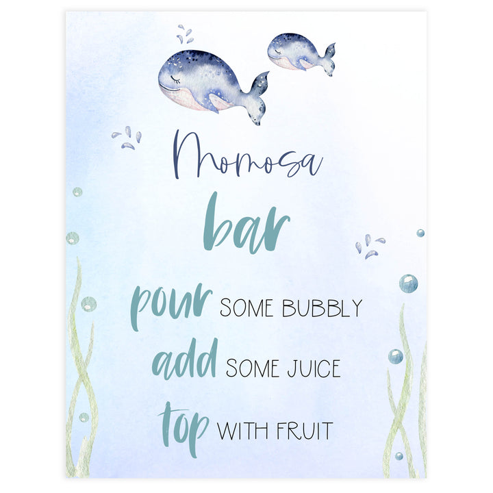 momosa baby shower table signs, Whale baby decor, printable baby table signs, printable baby decor, baby adventure table signs, fun baby signs, baby unicorn fun baby table signs