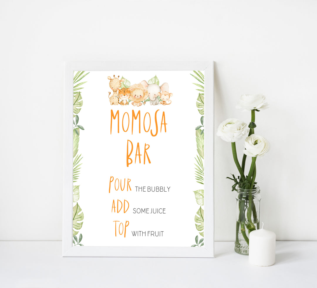 momosa baby shower table sign, Safari animals baby decor, printable baby table signs, printable baby decor, baby safari animals table signs, fun baby signs, baby safari animals fun baby table signs
