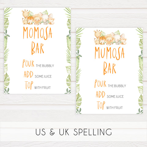 momosa baby shower table sign, Safari animals baby decor, printable baby table signs, printable baby decor, baby safari animals table signs, fun baby signs, baby safari animals fun baby table signs