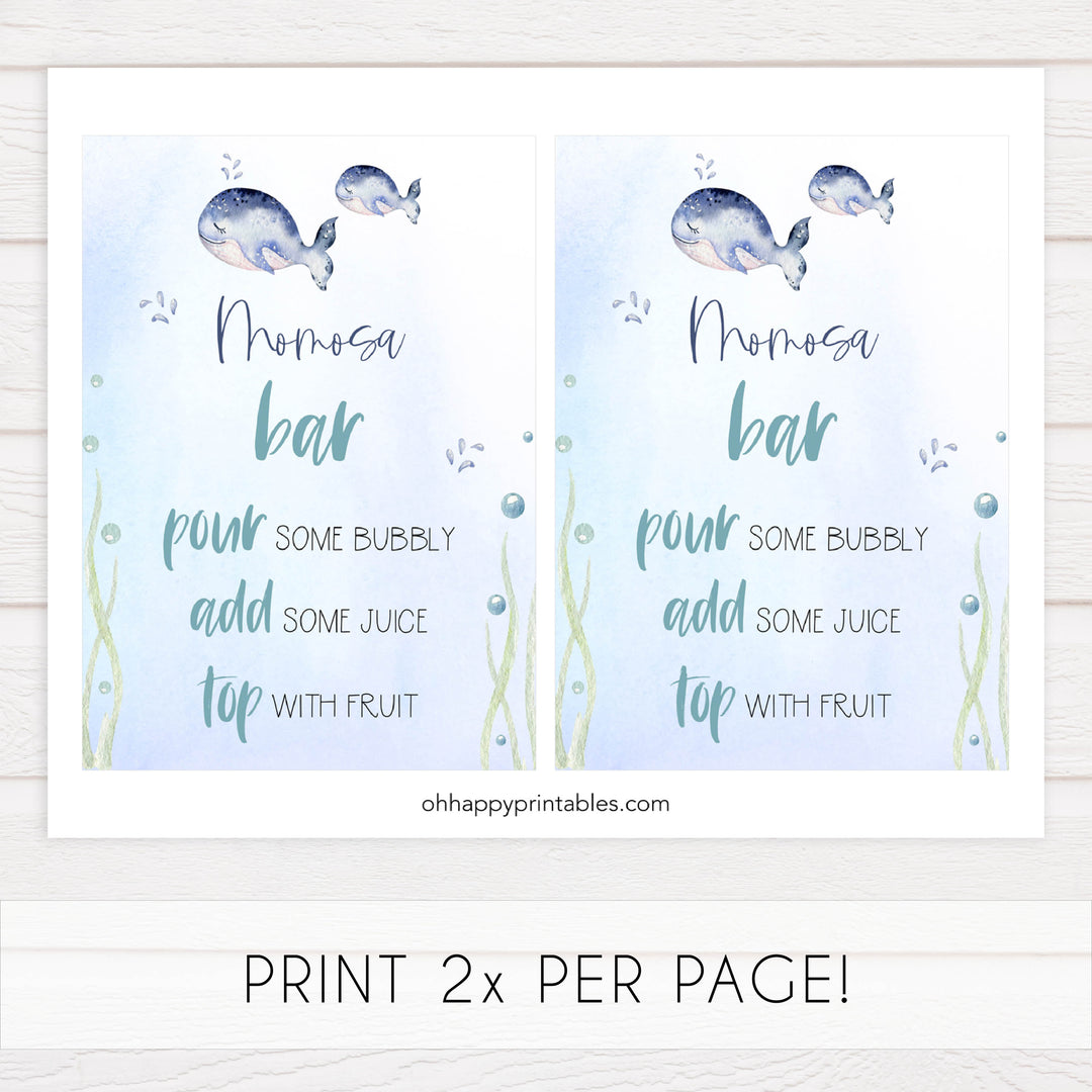 momosa baby shower table signs, Whale baby decor, printable baby table signs, printable baby decor, baby adventure table signs, fun baby signs, baby unicorn fun baby table signs