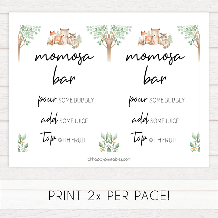 momosa baby table sign, Woodland animals baby decor, printable baby table signs, printable baby decor, baby woodland animals table signs, fun baby signs, baby woodland animals fun baby table signs