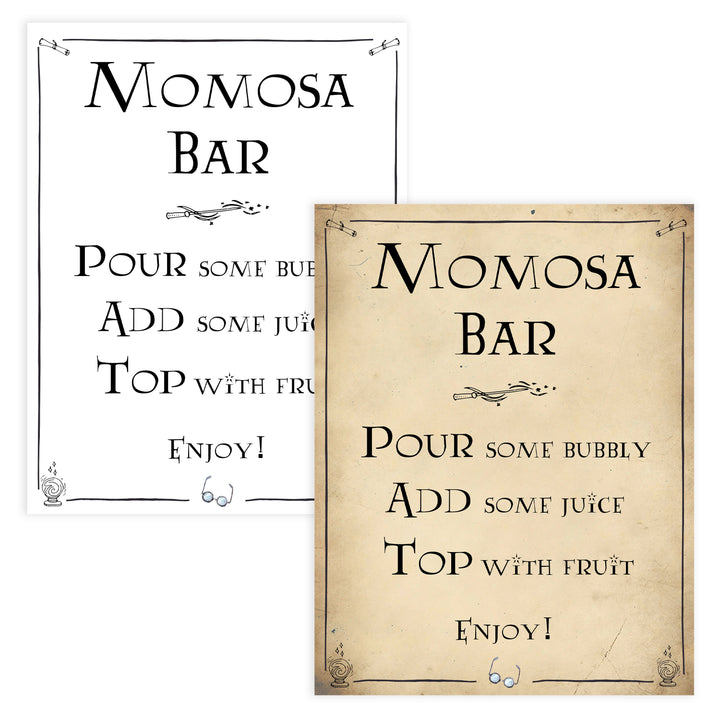 Momosa Sign, mom-osa baby sign, Wizard baby shower signs, printable baby shower decor, Harry Potter baby decor, Harry Potter baby shower ideas, fun baby decor, fun baby signs