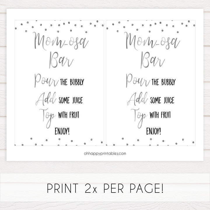 momosa table baby signs, Baby silver glitter baby decor, printable baby table signs, printable baby decor, baby silver glitter table signs, fun baby signs, baby silver fun baby table signs