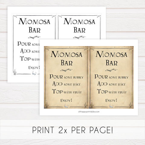 Momosa Sign, mom-osa baby sign, Wizard baby shower signs, printable baby shower decor, Harry Potter baby decor, Harry Potter baby shower ideas, fun baby decor, fun baby signs