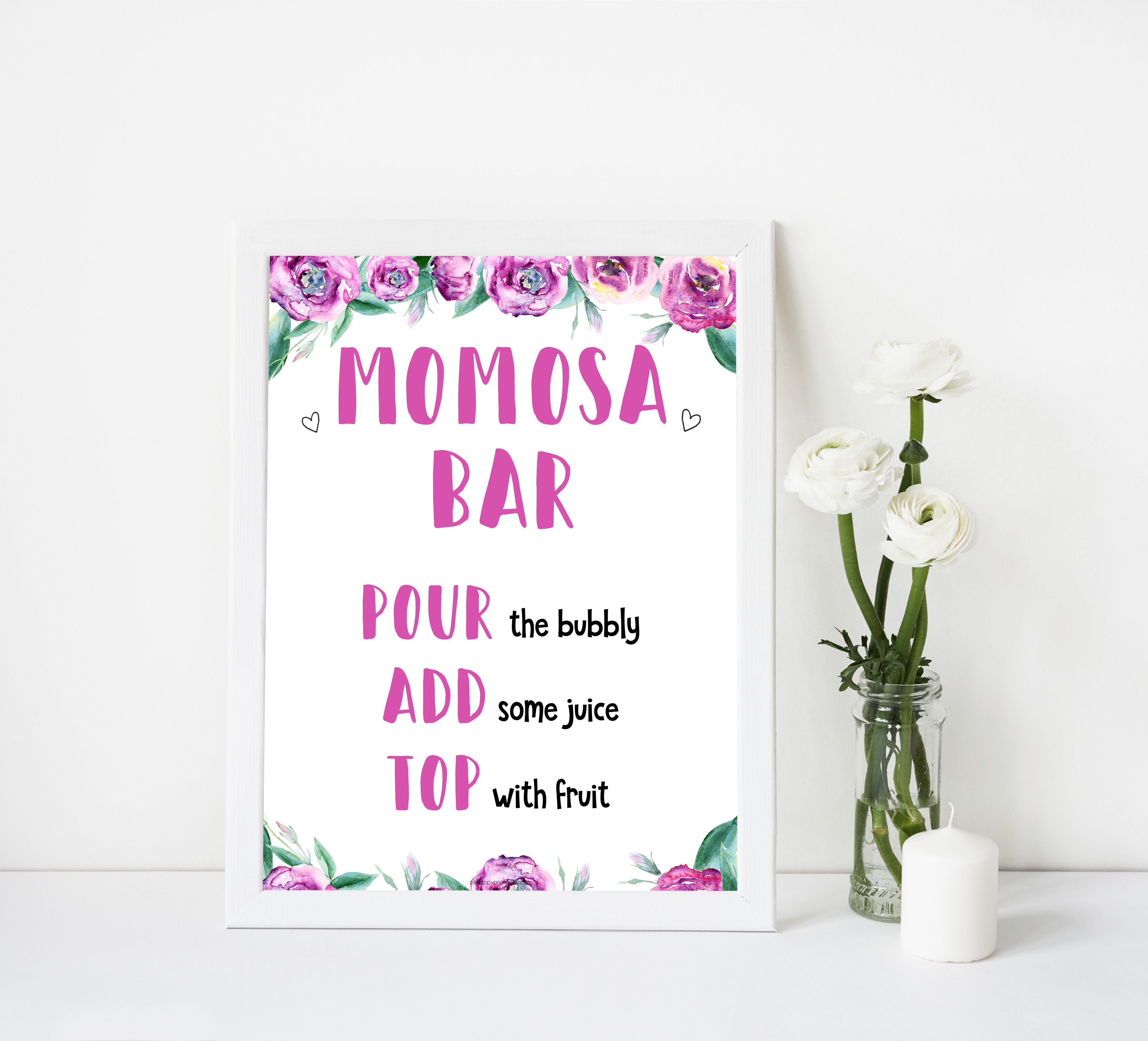 momosa baby shower sign, printable baby shower decor, purple peonies baby shower signs, mumosa baby shower signs, fun baby shower decor
