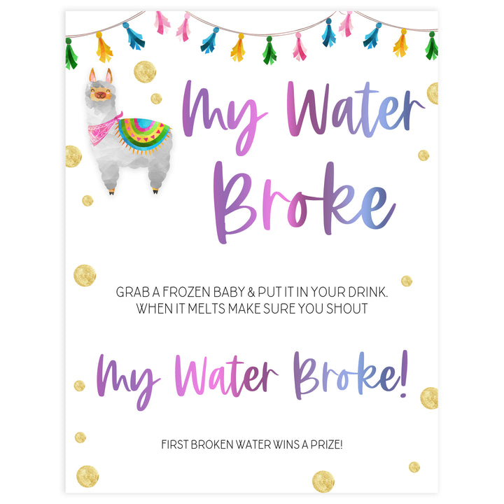 my waters broke game, Printable baby shower games, llama fiesta fun baby games, baby shower games, fun baby shower ideas, top baby shower ideas, Llama fiesta shower baby shower, fiesta baby shower ideas
