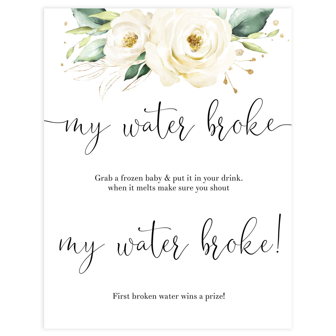 my water broke game, Printable baby shower games, shite floral baby games, baby shower games, fun baby shower ideas, top baby shower ideas, floral baby shower, baby shower games, fun floral baby shower ideas