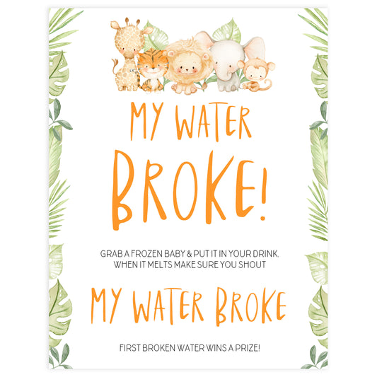 my water broke game, Printable baby shower games, safari animals baby games, baby shower games, fun baby shower ideas, top baby shower ideas, safari animals baby shower, baby shower games, fun baby shower ideas