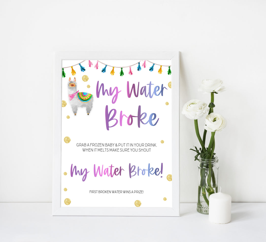 my waters broke game, Printable baby shower games, llama fiesta fun baby games, baby shower games, fun baby shower ideas, top baby shower ideas, Llama fiesta shower baby shower, fiesta baby shower ideas