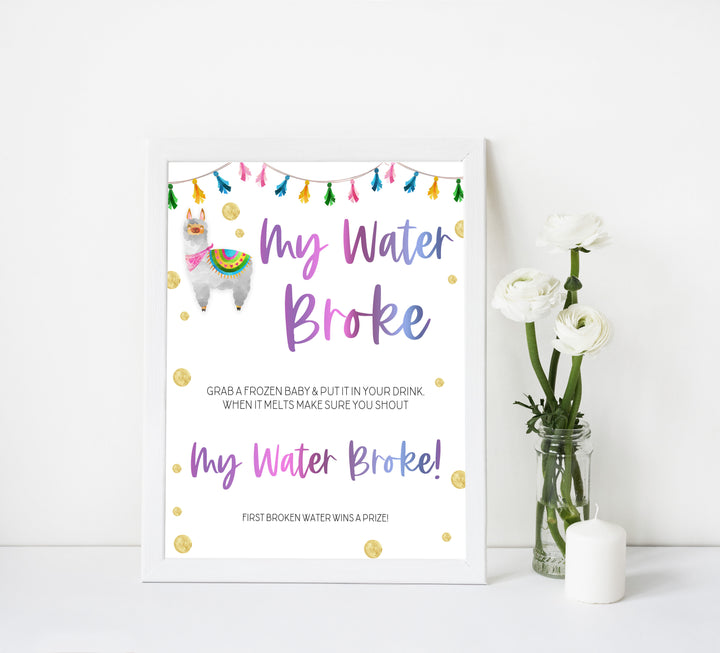 my waters broke game, Printable baby shower games, llama fiesta fun baby games, baby shower games, fun baby shower ideas, top baby shower ideas, Llama fiesta shower baby shower, fiesta baby shower ideas