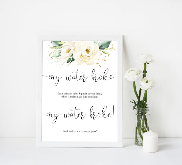 my water broke game, Printable baby shower games, shite floral baby games, baby shower games, fun baby shower ideas, top baby shower ideas, floral baby shower, baby shower games, fun floral baby shower ideas