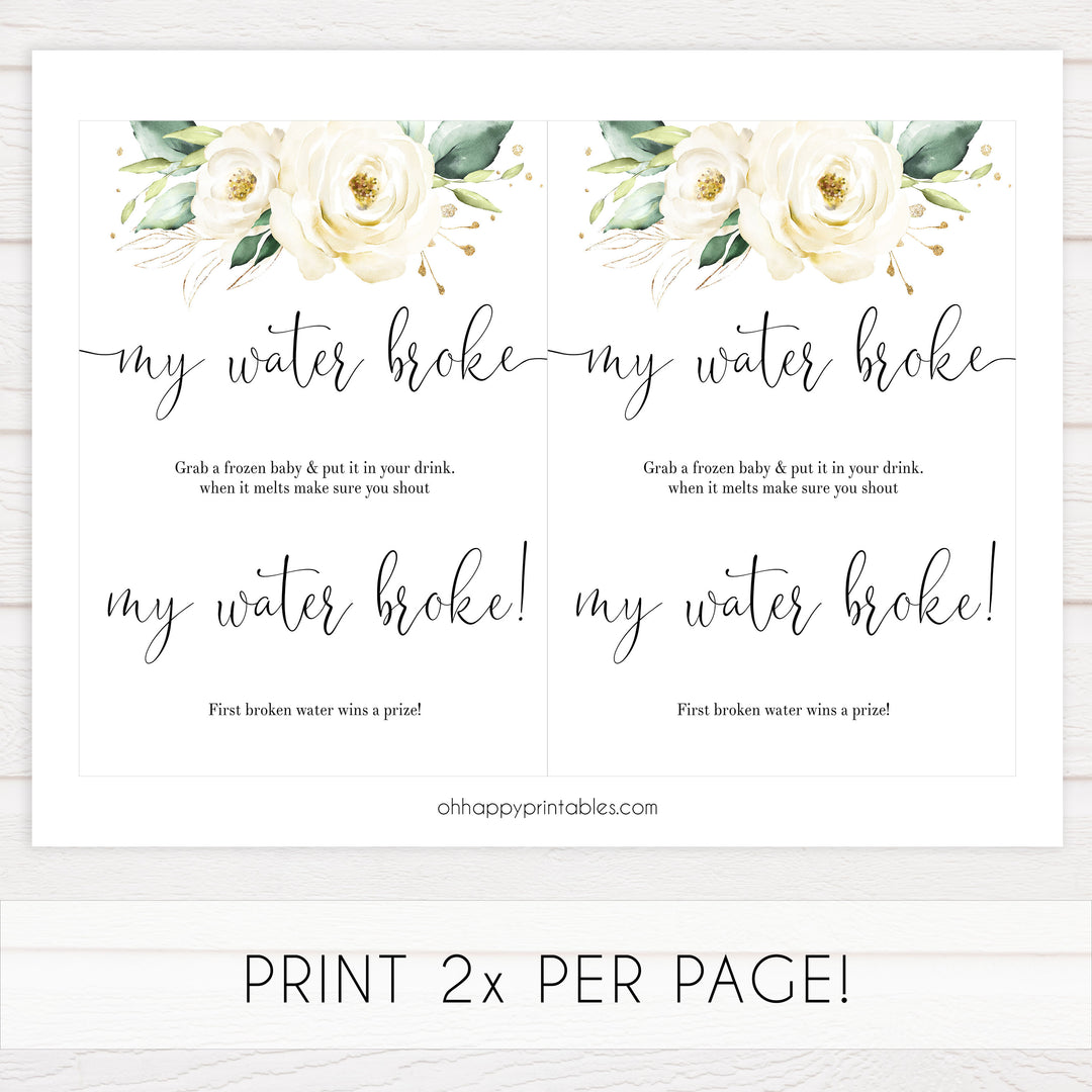my water broke game, Printable baby shower games, shite floral baby games, baby shower games, fun baby shower ideas, top baby shower ideas, floral baby shower, baby shower games, fun floral baby shower ideas