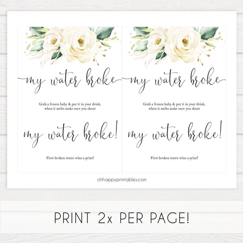 my water broke game, Printable baby shower games, shite floral baby games, baby shower games, fun baby shower ideas, top baby shower ideas, floral baby shower, baby shower games, fun floral baby shower ideas