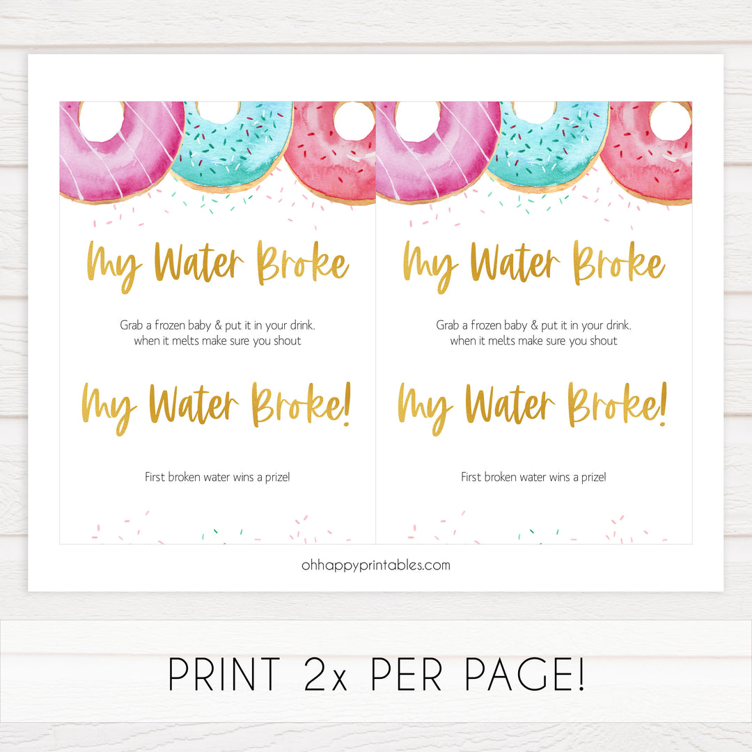 my water broke game, Printable baby shower games, donut baby games, baby shower games, fun baby shower ideas, top baby shower ideas, donut sprinkles baby shower, baby shower games, fun donut baby shower ideas