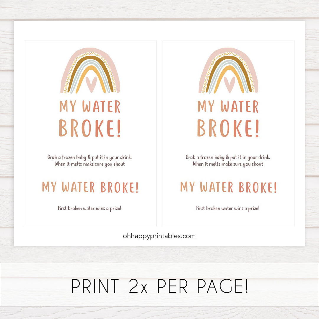 my water broke baby game, Printable baby shower games, boho rainbow baby games, baby shower games, fun baby shower ideas, top baby shower ideas, boho rainbow baby shower, baby shower games, fun boho rainbow baby shower ideas