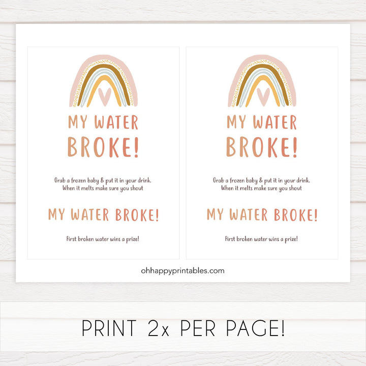 my water broke baby game, Printable baby shower games, boho rainbow baby games, baby shower games, fun baby shower ideas, top baby shower ideas, boho rainbow baby shower, baby shower games, fun boho rainbow baby shower ideas
