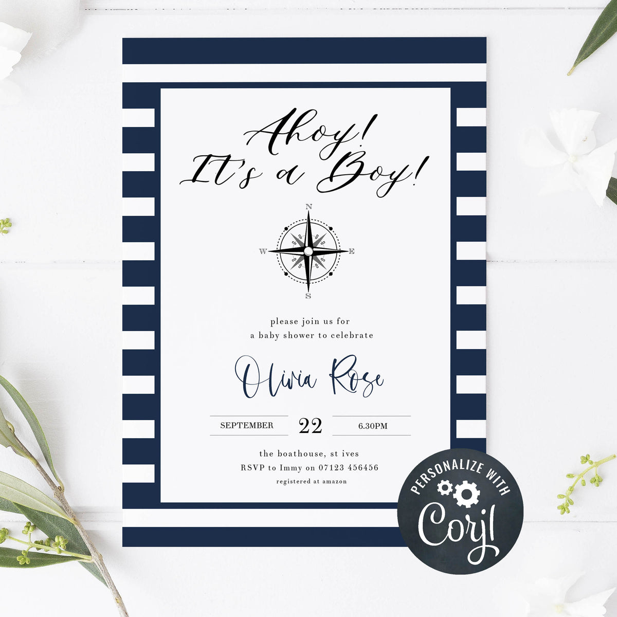 nautical baby shower invitations, printable baby shower invitations, editable baby shower invitations, ahoy its a boy baby invites, mobile baby shower invitations