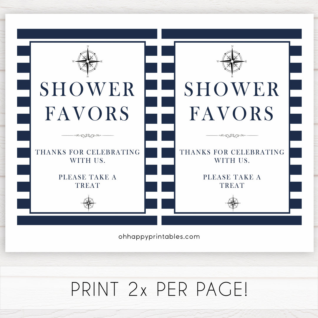 nautical baby shower signs, favors baby shower signs, printable baby shower signs, ahoy its a boy signs, fun baby signs