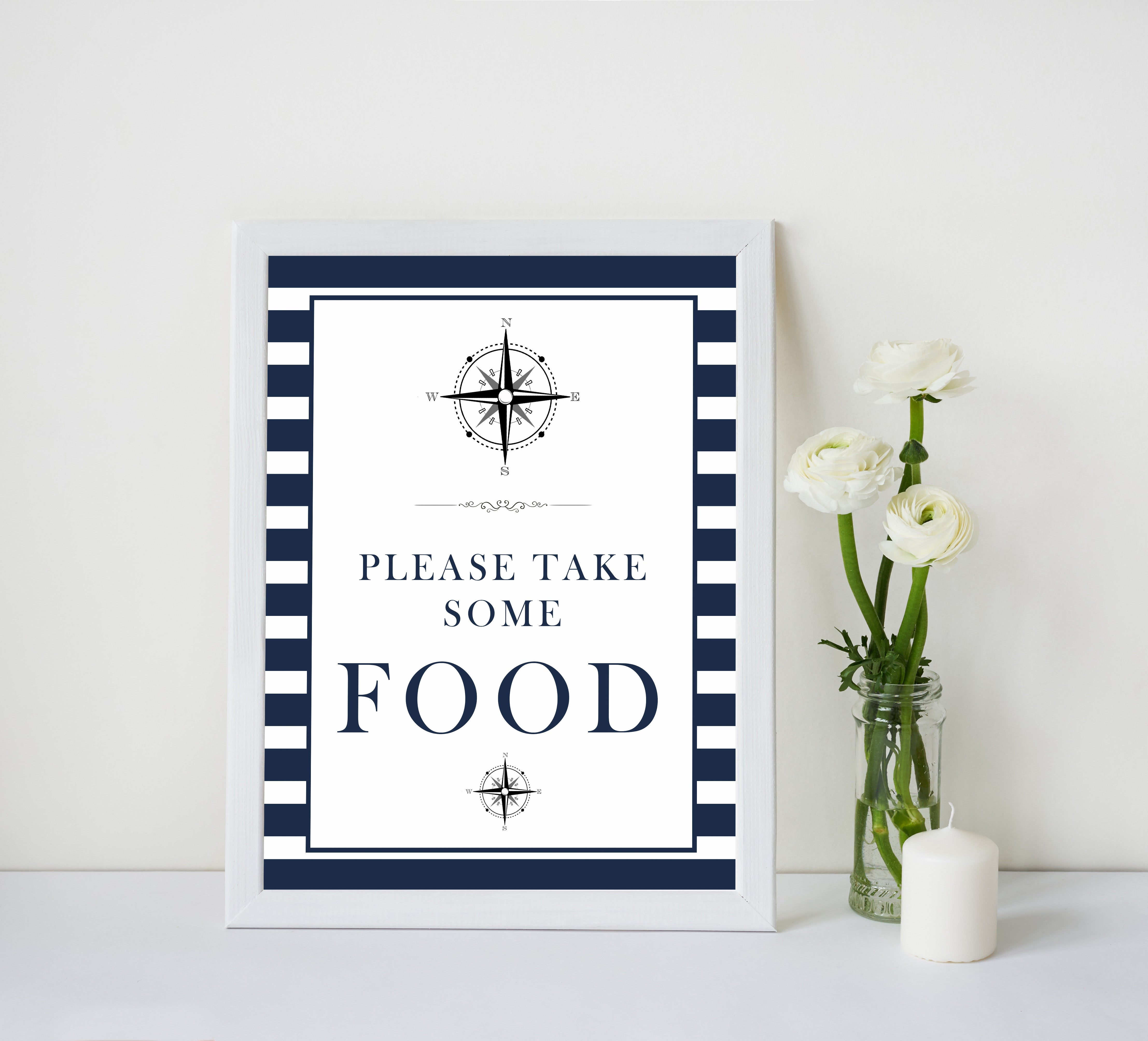 nautical food baby sign, printable baby signs, baby shower signs, food signs, ahoy its a boy sign, fun baby shower signs