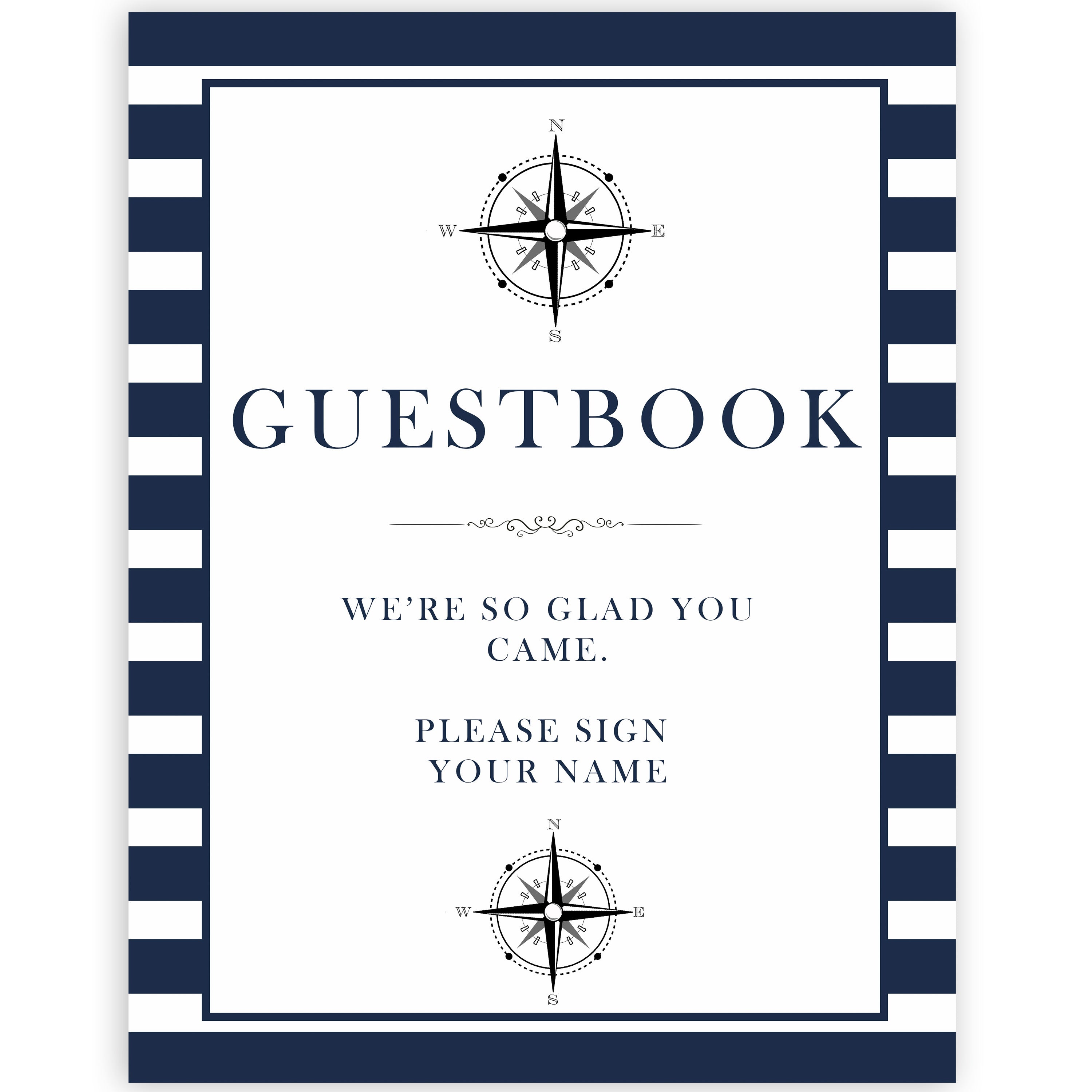 nautical guestbook baby sign, printable baby signs, guestbook baby signs, printable baby shower games, fun baby signs, ahoy its a boy sign