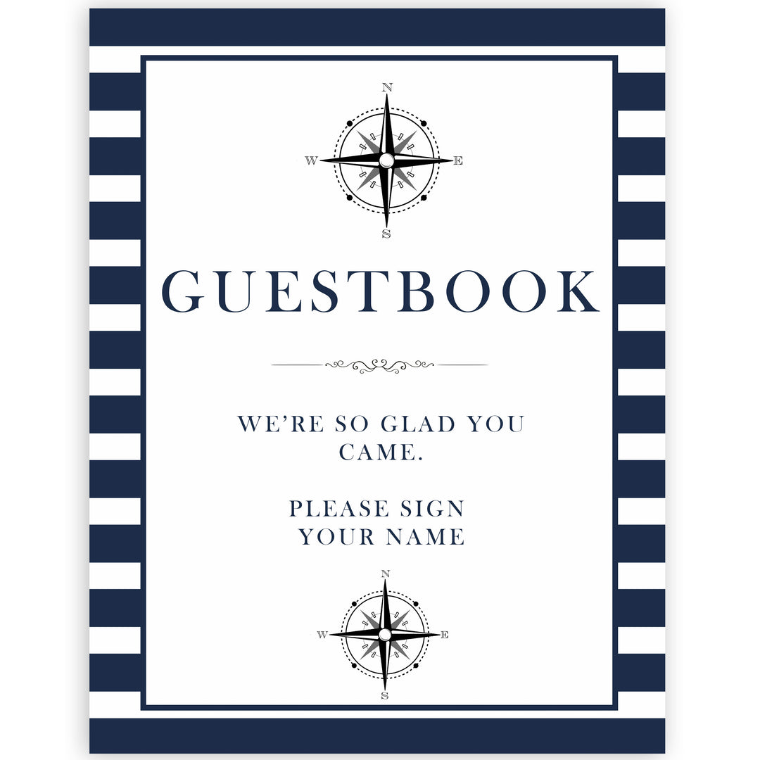 nautical guestbook baby sign, printable baby signs, guestbook baby signs, printable baby shower games, fun baby signs, ahoy its a boy sign