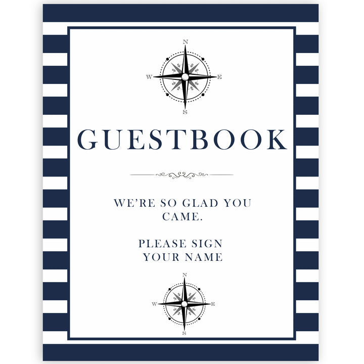 nautical guestbook baby sign, printable baby signs, guestbook baby signs, printable baby shower games, fun baby signs, ahoy its a boy sign