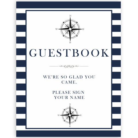 nautical guestbook baby sign, printable baby signs, guestbook baby signs, printable baby shower games, fun baby signs, ahoy its a boy sign
