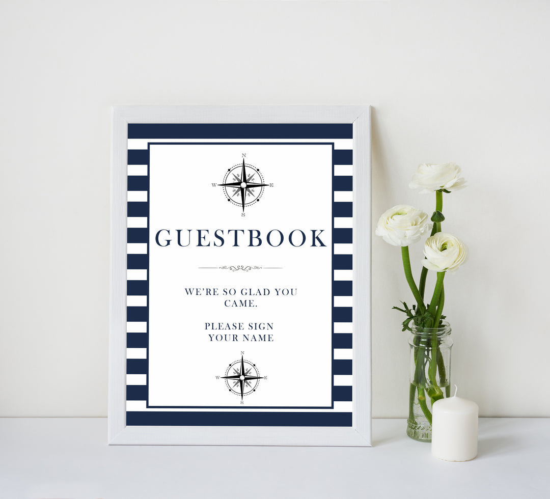 nautical guestbook baby sign, printable baby signs, guestbook baby signs, printable baby shower games, fun baby signs, ahoy its a boy sign