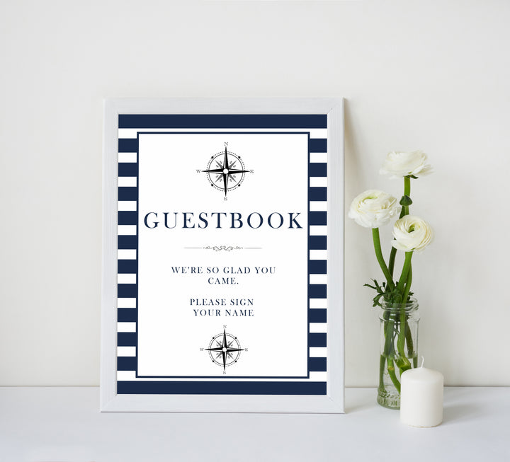 nautical guestbook baby sign, printable baby signs, guestbook baby signs, printable baby shower games, fun baby signs, ahoy its a boy sign